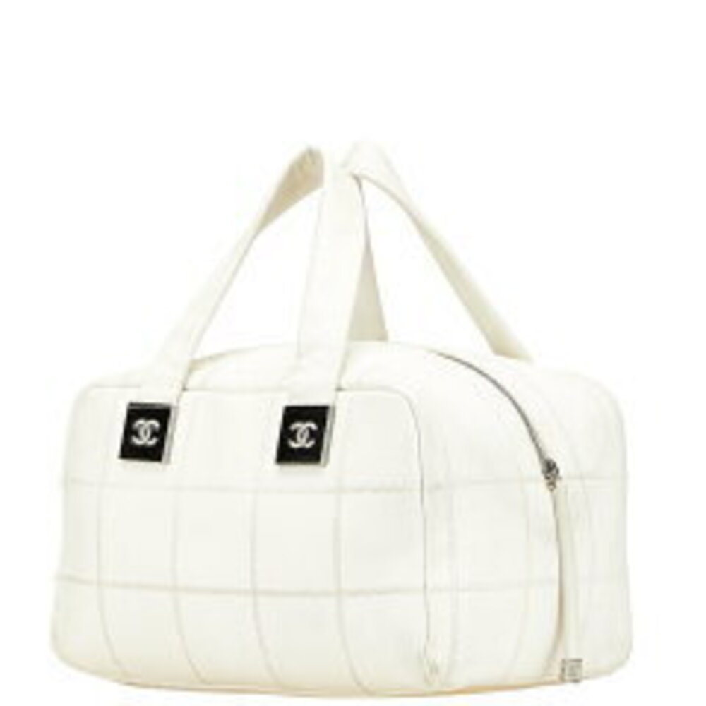 Chanel Boston Coco handbag Chocobar caviar skin mark bag white